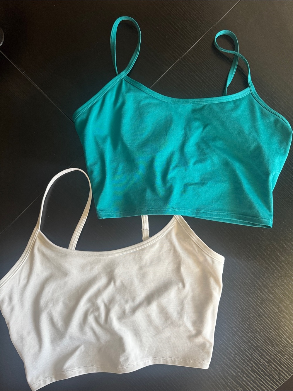 PINK Women's Teal and White Cami Sports Bras